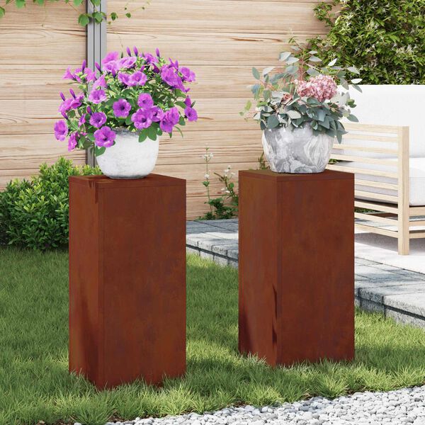 vidaXL Supporto per piante 2 pcs Ruggine 24 x 24 x 55 cm