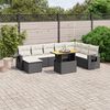 vidaXL Set Divani da Giardino 9 pz con Cuscini Nero in Polyrattan