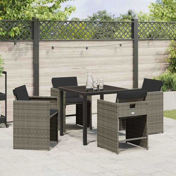 vidaXL Set da Pranzo per Giardino 5 pcs Grigio polyrattan