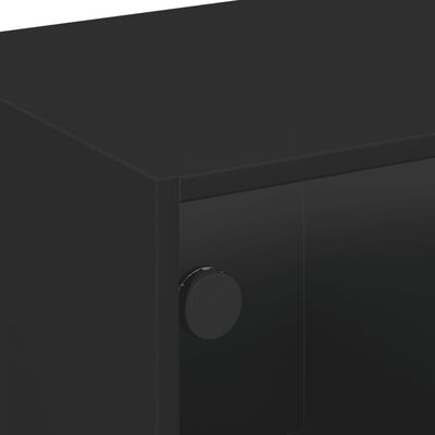 vidaXL Tavolino da Salotto con Ante in Vetro Nero 68x50x42 cm