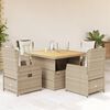 vidaXL Set da Pranzo da Giardino 5 pz con Cuscini Beige in Polyrattan