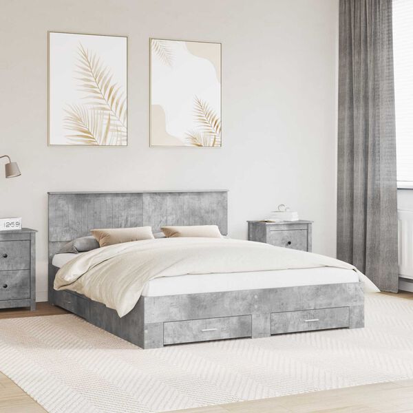 vidaXL Struttura del letto con testiera Grigio cemento 160 x 200 cm
