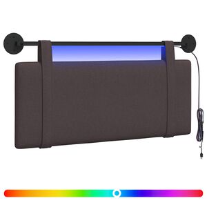 vidaXL Testiera sospesa Con luce LED Marrone Scuro Tessuto