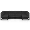 vidaXL Set Divani da Giardino 6 pz con Cuscini Massello di Pino Nero