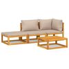 vidaXL Set Salotto da Giardino 4pz con Cuscini Tortora Legno Massello