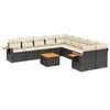 vidaXL Set Divani da Giardino 11 pz con Cuscini in Polyrattan Nero