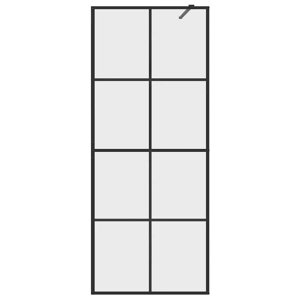 vidaXL Parete per Doccia Walk-in Vetro Trasparente ESG 80x195 cm Nera