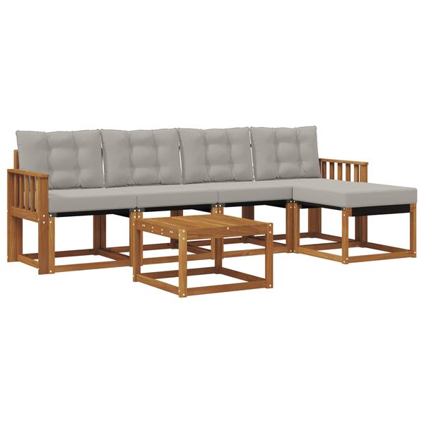 vidaXL Set di divani da esterno 6 pcs Grigio Naturale e Chiaro