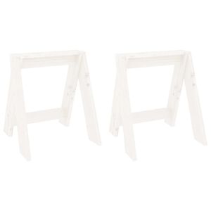 vidaXL Sgabelli 2 pz Bianchi 40x40x45 cm in Legno Massello di Pino