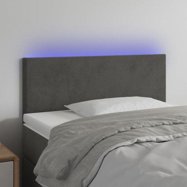 vidaXL Testiera a LED Grigio Scuro 90x5x78/88 cm in Velluto