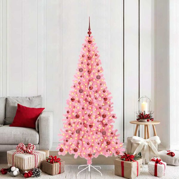 vidaXL Albero di Natale con 300 LED con supporto Rosa 210 cm PVC