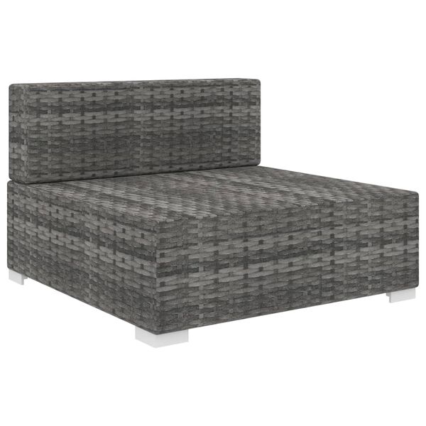 vidaXL Seduta Centrale Modulare 1 pz con Cuscini in Polyrattan Grigio