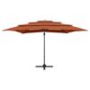 vidaXL Ombrellone a 4 Livelli Palo in Alluminio 250x250 cm Terracotta