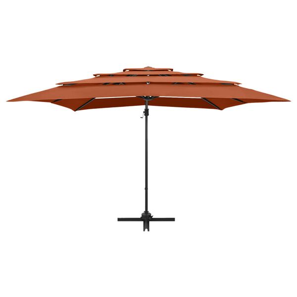 vidaXL Ombrellone a 4 Livelli Palo in Alluminio 250x250 cm Terracotta