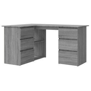 vidaXL Scrivania Angolo Grigio Sonoma 145x100x76 cm Legno Multistrato