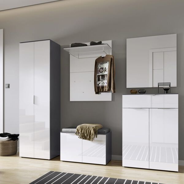 Germania Pannello Appendiabiti GW-Rimini 75x30x101 cm Grafite e Bianco