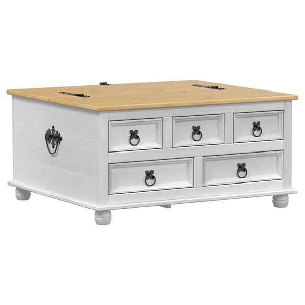 vidaXL storage box con cassetto Bianco 90 x 78 x 45 cm Pino massello
