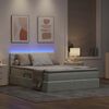 vidaXL Letto con contenitore e LED Grigio chiaro 140 x 190 cm Velluto