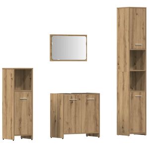 vidaXL Set Mobili da Bagno 4 pz Rovere Artigianale Legno Multistrato