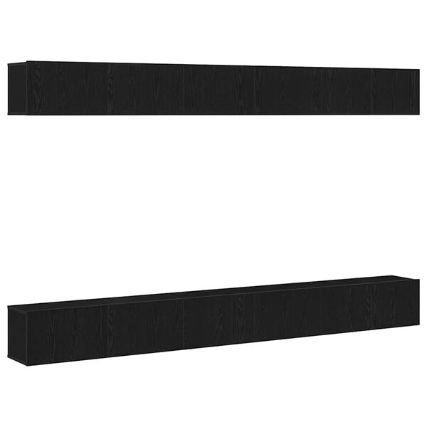 vidaXL Set mobile TV Montaggio a parete Rovere Nero Legno multistrato
