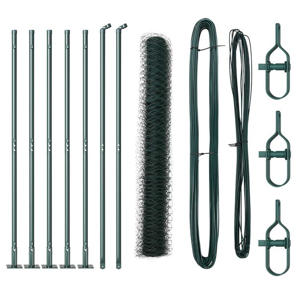 vidaXL Palo della recinzione Verde 10 x 1 m (rete 36 mm) Acciaio e PVC
