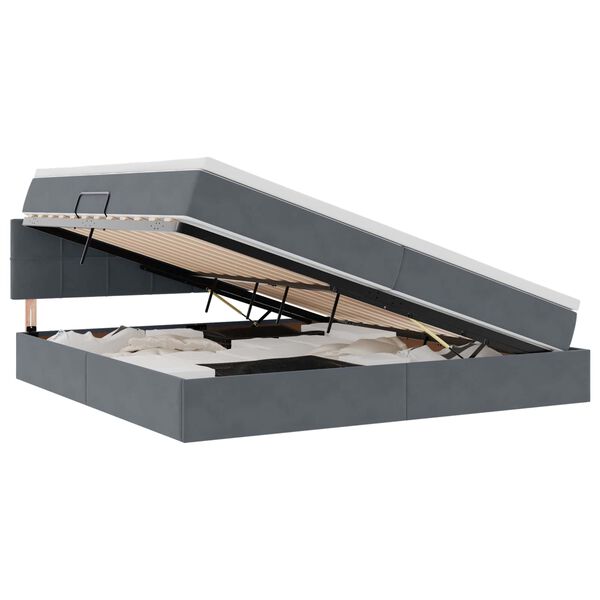 vidaXL Letto con contenitore e LED Grigio scuro 200 x 200 cm Velluto