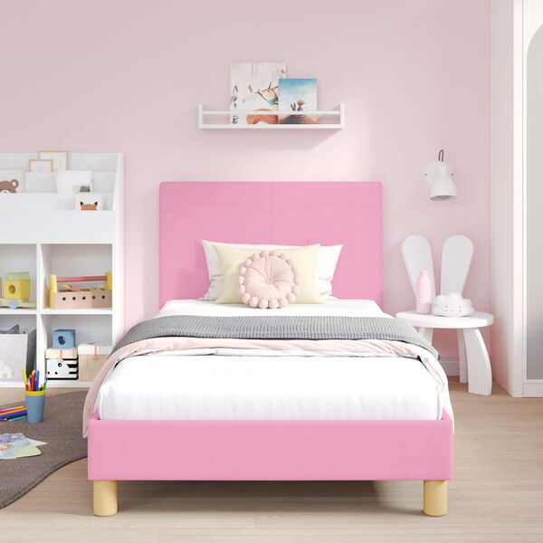vidaXL Struttura letto bambini con testata Rosa 80 x 200 cm Tessuto