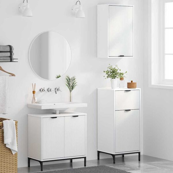 vidaXL Set di mobili per il bagno con cassetto con porta 3 pcs Bianco