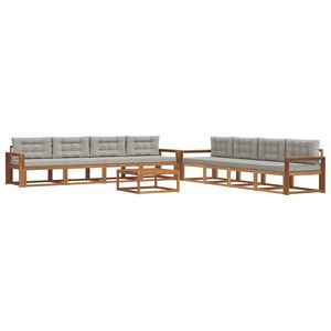 vidaXL Set di divani da esterno 9 pcs Grigio Naturale e Chiaro