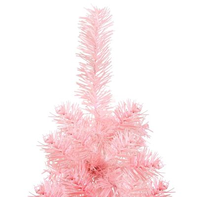 vidaXL Albero Natale Artificiale Sottile a Metà e Supporto Rosa 180 cm