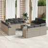 vidaXL Set Divani Giardino 13 pz con Cuscini Grigio Chiaro Polyrattan
