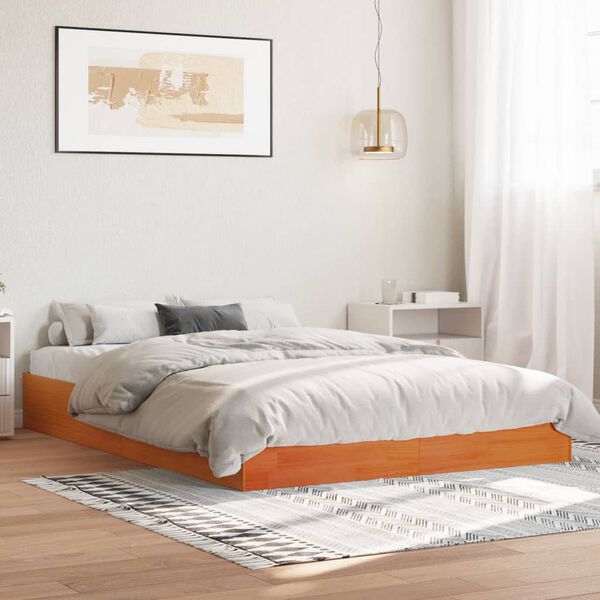 vidaXL Letto senza Materasso Marrone Cera 135x190 cm in Legno di Pino