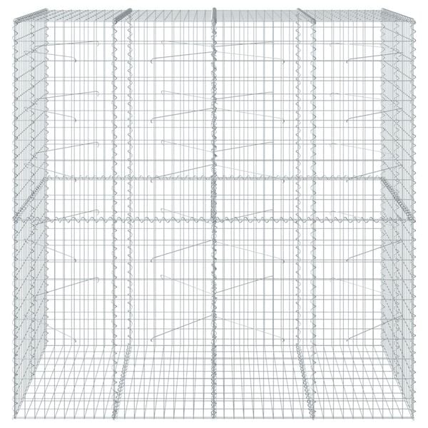 vidaXL Cesto Gabbione con Copertura 200x100x200 cm in Ferro Zincato