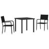 vidaXL Set da Pranzo per Giardino con cuscino 3 pcs Nero polyrattan