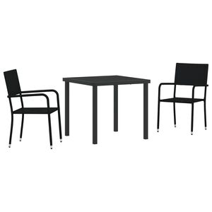 vidaXL Set da Pranzo per Giardino con cuscino 3 pcs Nero polyrattan