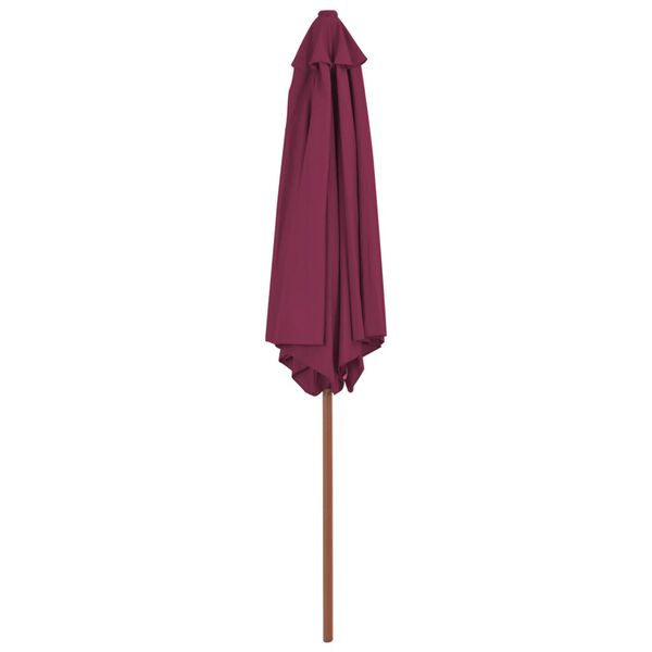 vidaXL Ombrellone da Esterni con Palo in Legno 270 cm Rosso Bordeaux