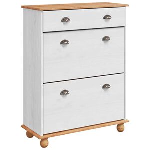 vidaXL Mobile per scarpe ASKIM Bianco 85 x 35 x 108 cm Pino massello