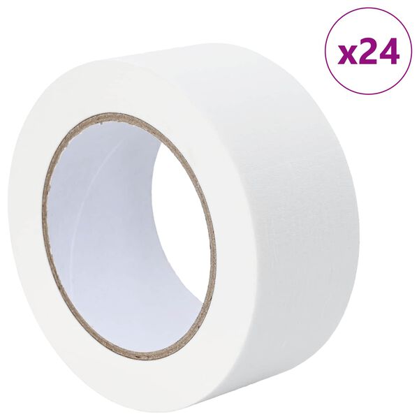 vidaXL Nastri Adesivi per Pittori 24 pcs Bianco 50mm x 50m Carta