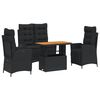 vidaXL Set da Pranzo da Giardino 4 pz con Cuscini Nero in Polyrattan