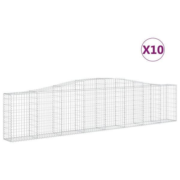 vidaXL Cesti Gabbioni ad Arco 10 pz 400x30x80/100 cm Ferro Zincato