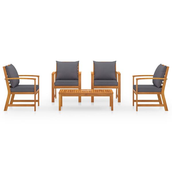 vidaXL Set Divani da Giardino 5 pz con Cuscini in Massello di Acacia