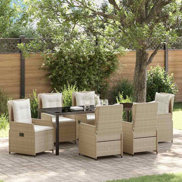 vidaXL Set da Pranzo per Giardino 7 pcs Beige e Grigio Chiaro