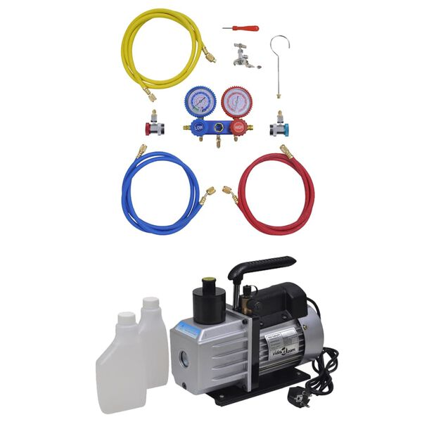 vidaXL Kit Pompa di Aspirazione 50 L/min con Manometro a 2 Vie