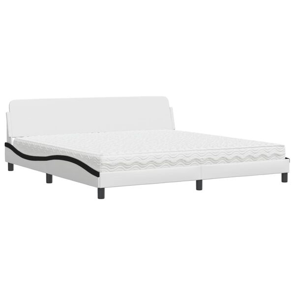 vidaXL Letto con Materasso Dover Bianco e Nero 200x200cm in Similpelle