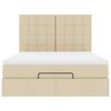 vidaXL Struttura Letto Pouf con Materasso Crema 140x190 cm in Tessuto