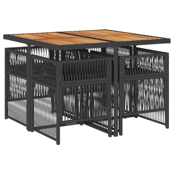 vidaXL Set da Pranzo da Giardino 5 pz Nero con Cuscini in Polyrattan