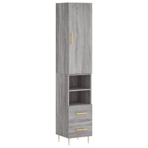 vidaXL Credenza Grigio Sonoma 34,5x34x180 cm in Legno Multistrato