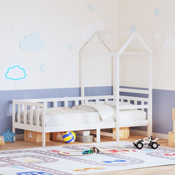 vidaXL Dormeuse con Tetto 80x200 cm Bianco in Legno Massello di Pino