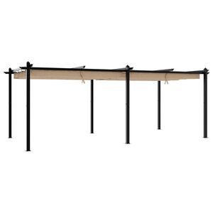 vidaXL Gazebo da Giardino con Tetto Retrattile Tortora 3x6 m Alluminio