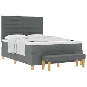 vidaXL Letto a molle con cuscino Grigio scuro 200 x 140 cm Tessuto
